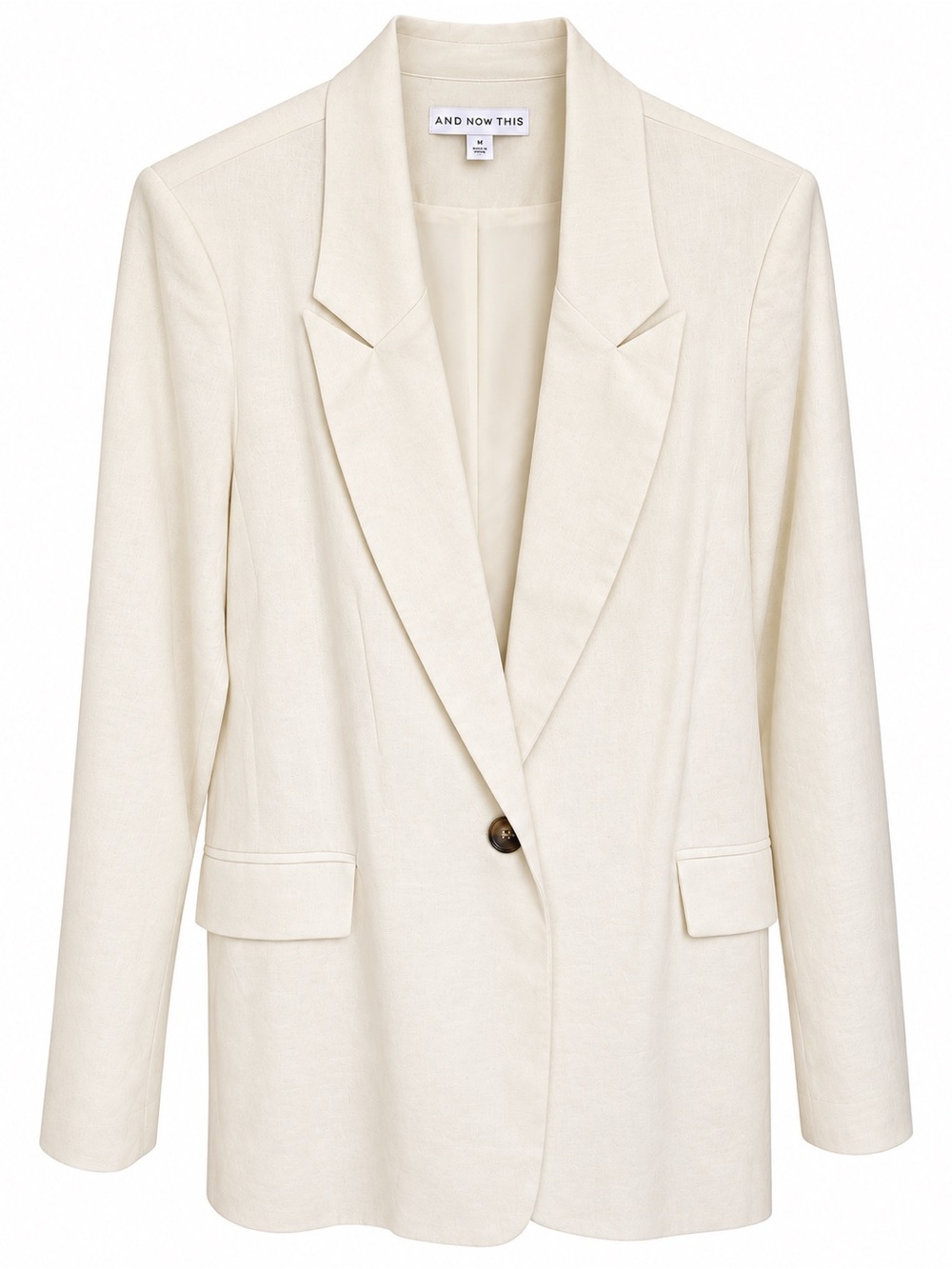 NWT Women's Linen Blend  Cream Single-Button Blazer S